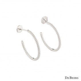 De Beers White Gold Diamond Hoop Earrings J2DD13Z00W04 De Beers White Gold Diamond Hoop Earrings J2DD13Z00W04